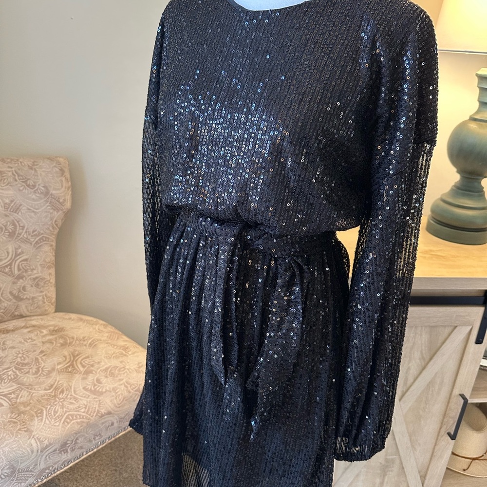 Easy Clothes Black Sequin Dress
